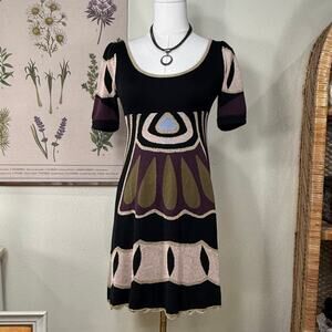 Temperley London Silk Knit Tie Back Babydoll Mini Dress Mod Whimsy Twee XS S